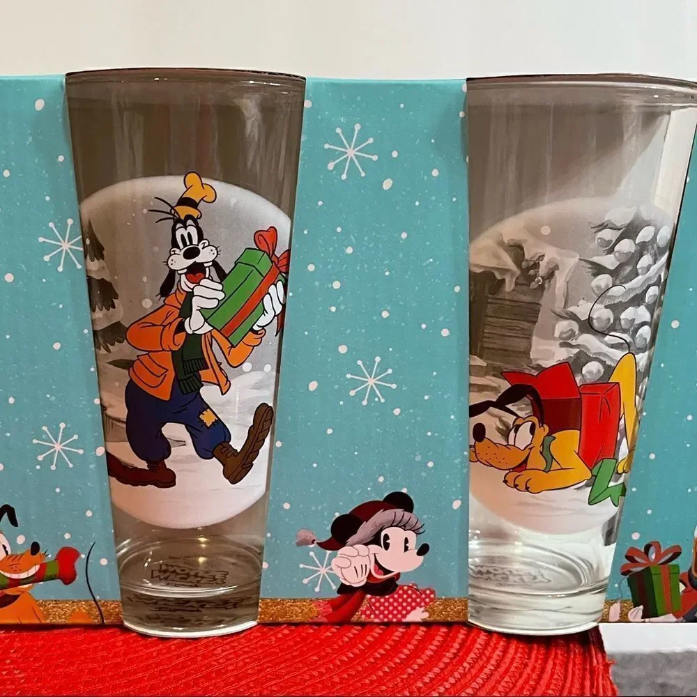 Disney Mickey Mouse Holiday Glasses set of 4 NWT